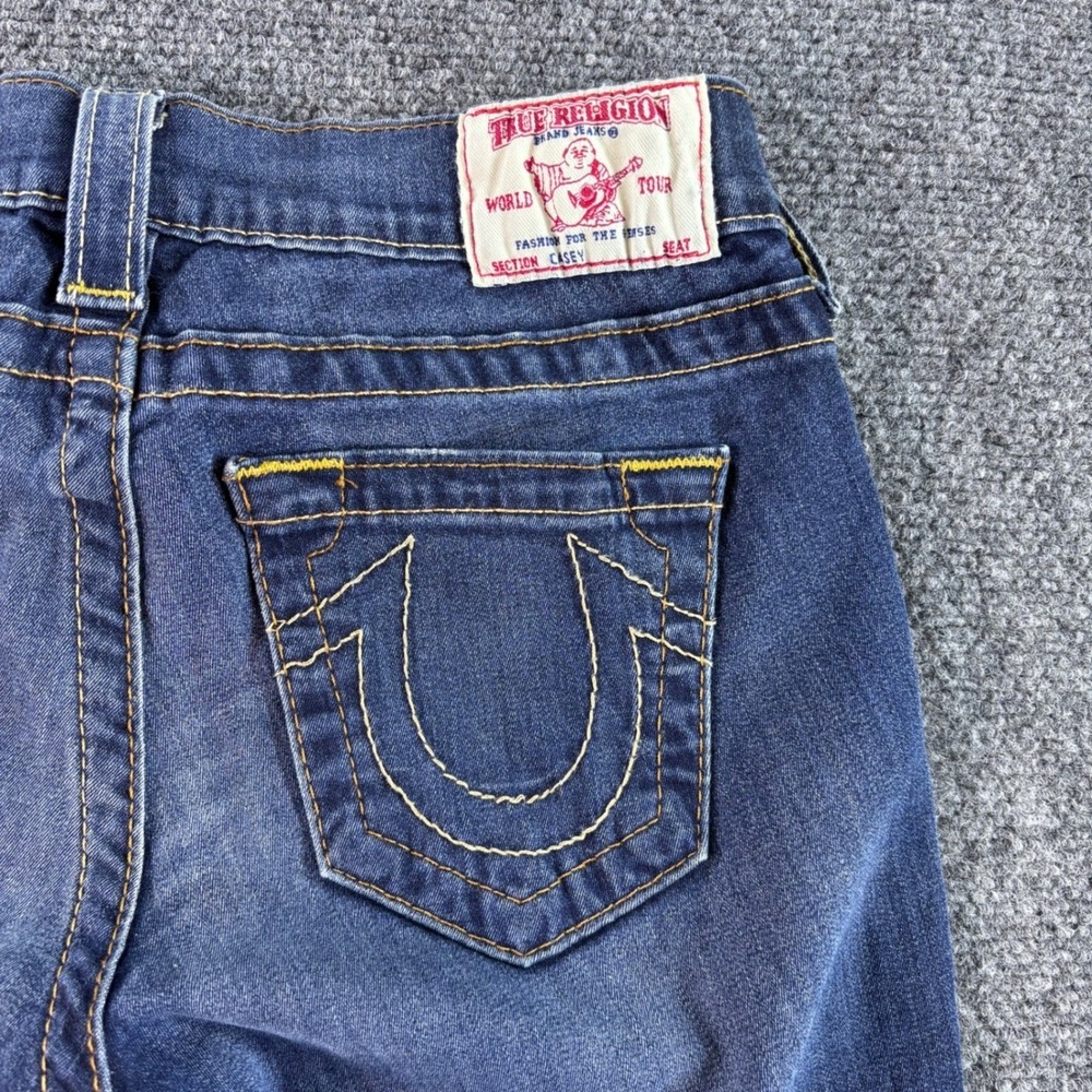True Religion Casey Skinny Jeans Womens 24 Blue Dark Wash Low Rise Made in USA